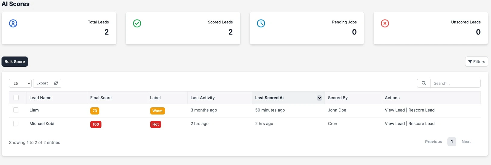 AI Lead Scoring - AI Scores