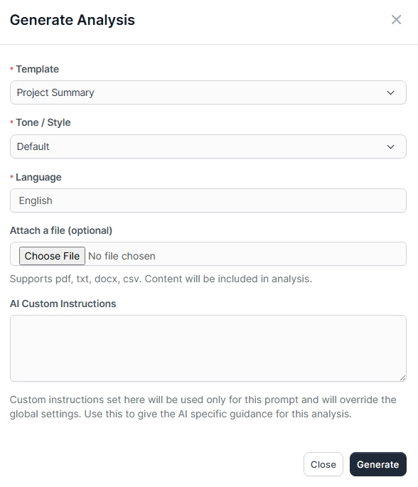 Generate Analysis AI Project Analyzer for Perfex CRM