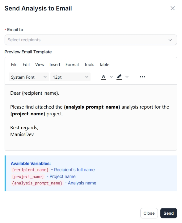 Send Analysis to Email AI Project Analyzer for Perfex CRM