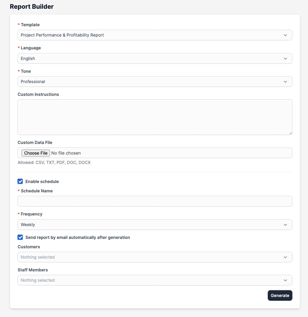 AI Report - Report Builder