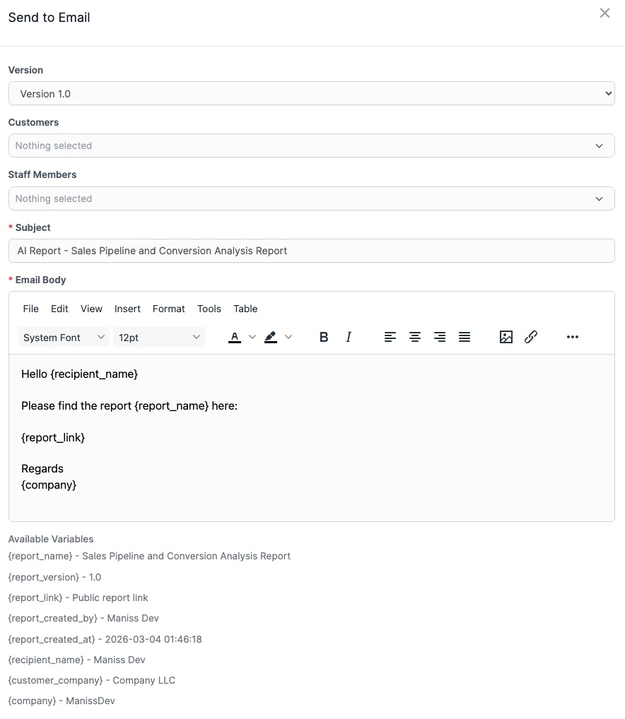 AI Report - Send Report to email