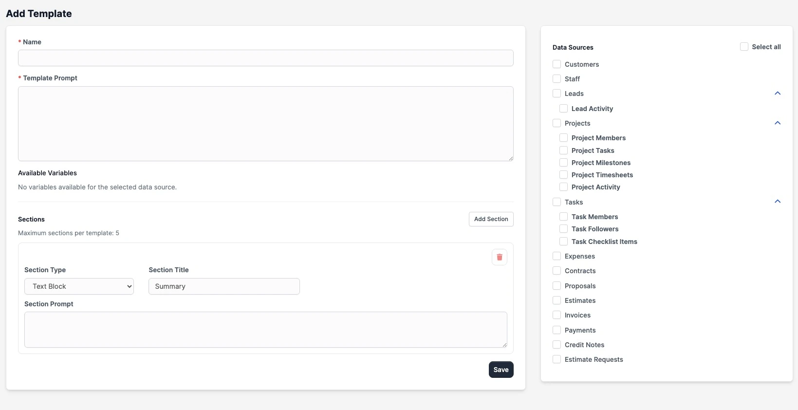 AI Report - Template Builder