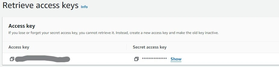 Retrieve access keys